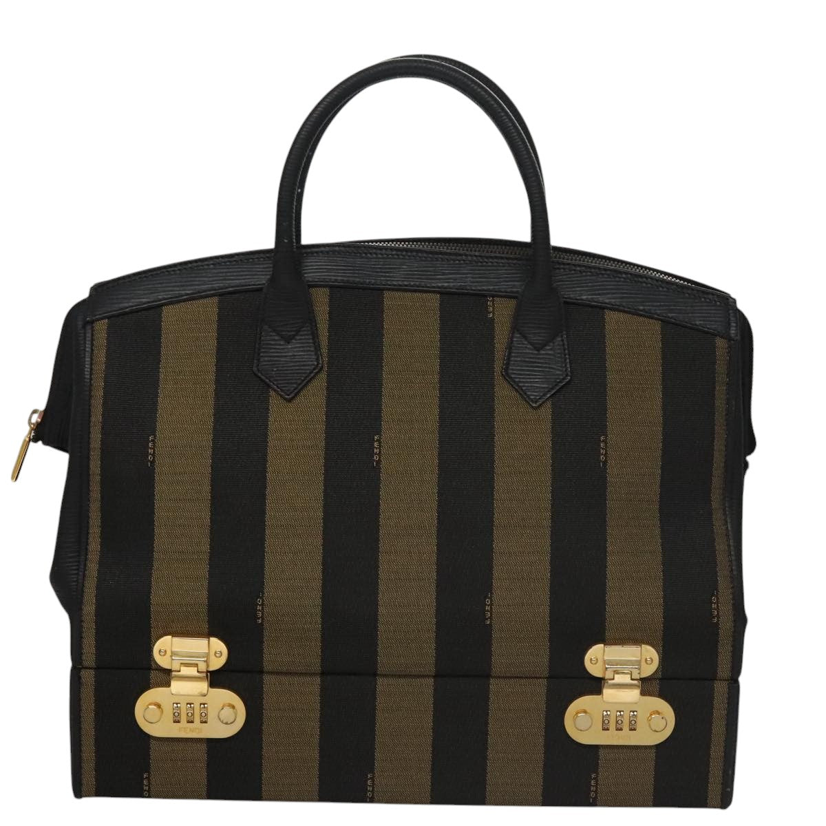 FENDI Pecan Canvas Hand Bag Brown 107549