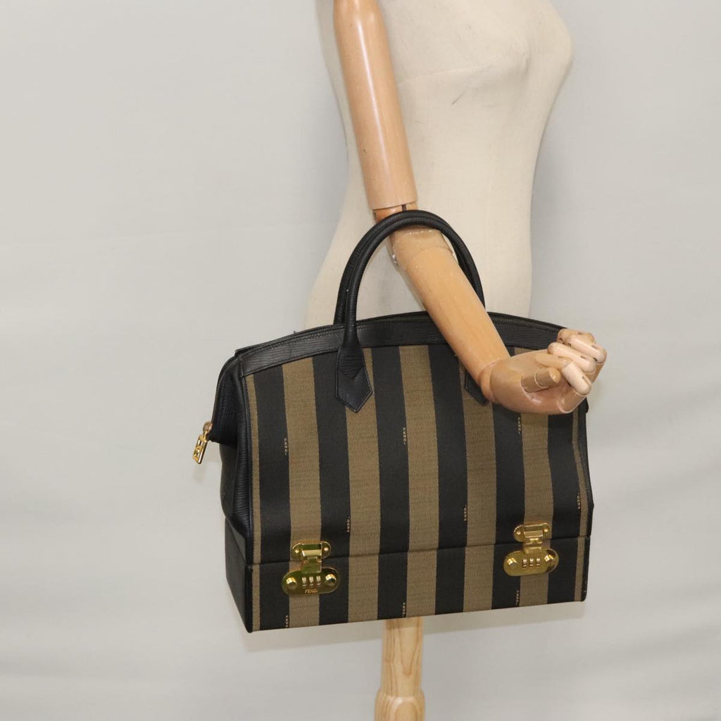 FENDI Pecan Canvas Hand Bag Brown 107549