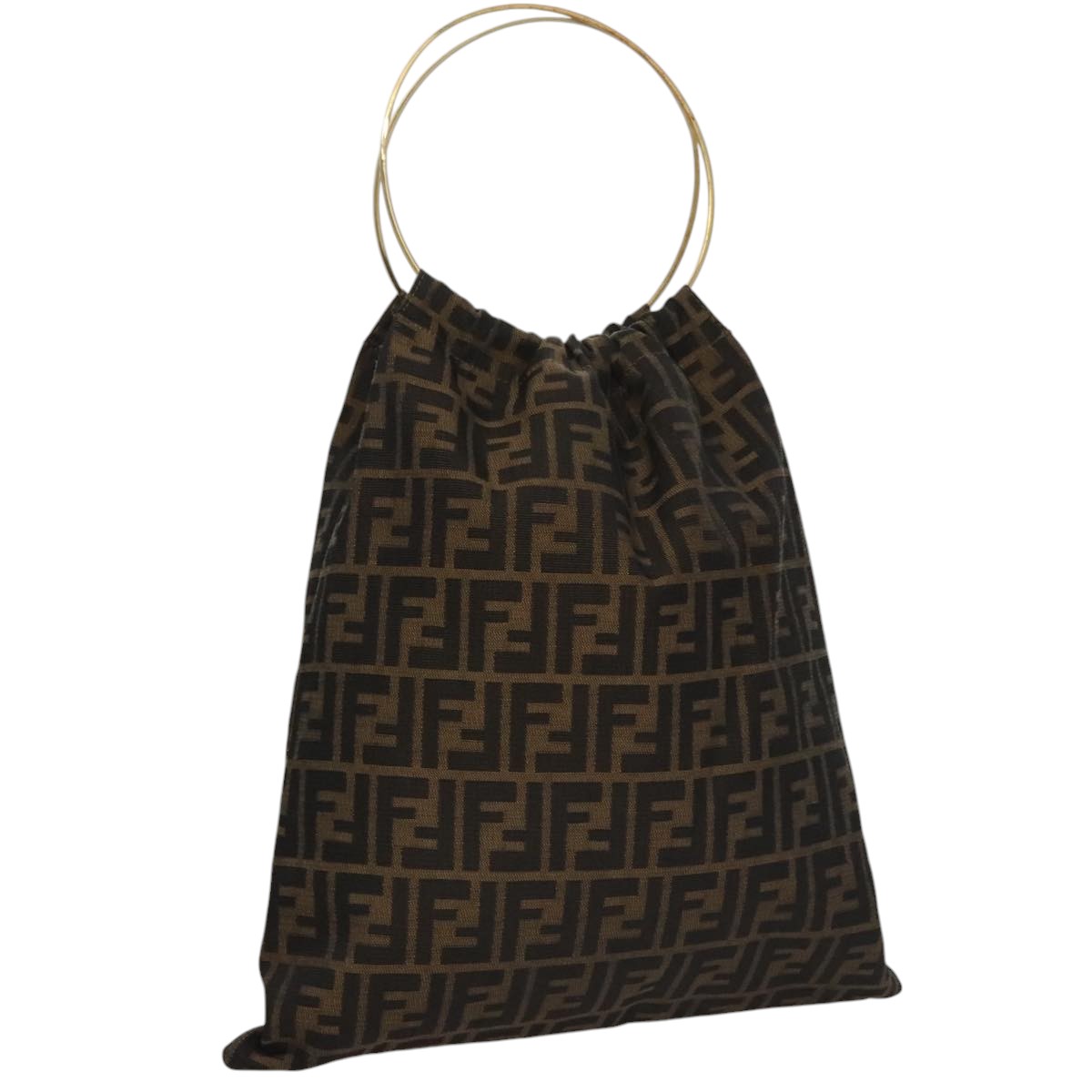 FENDI Zucca Canvas Hand Bag Brown 107608