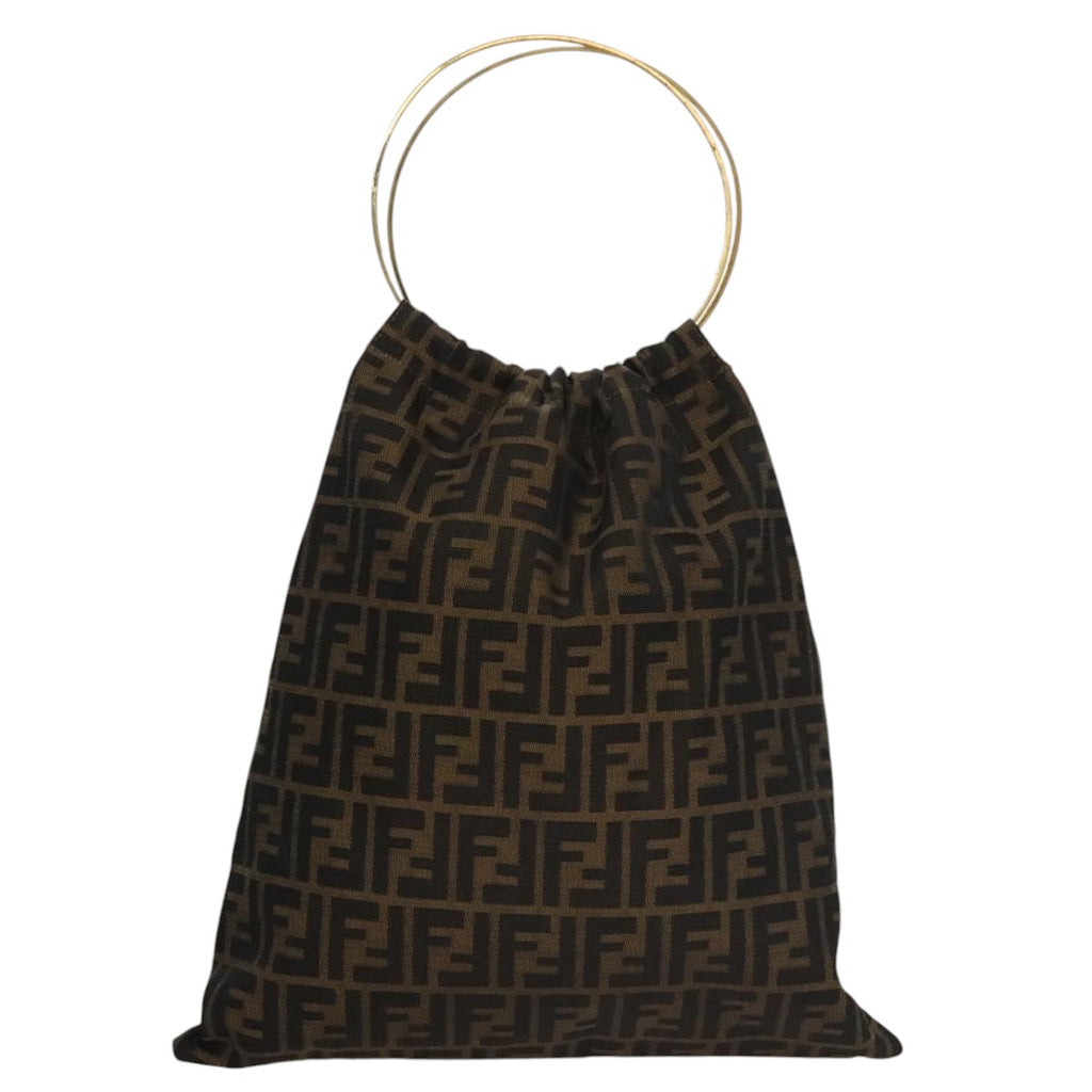 FENDI Zucca Canvas Hand Bag Brown 107608