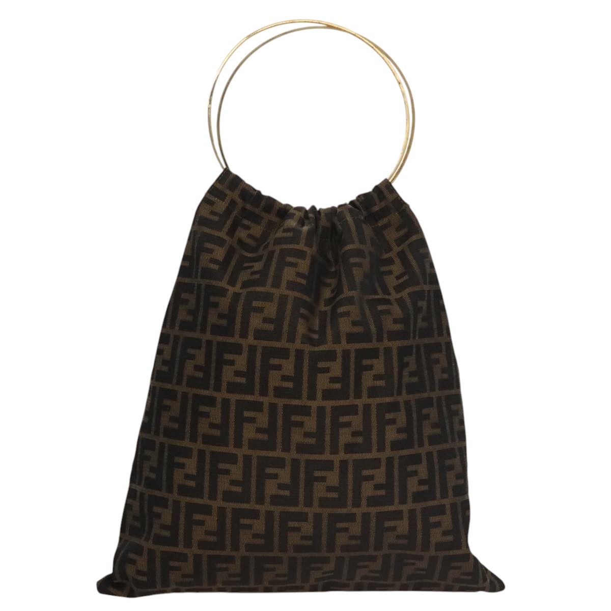 FENDI Zucca Canvas Hand Bag Brown 107608