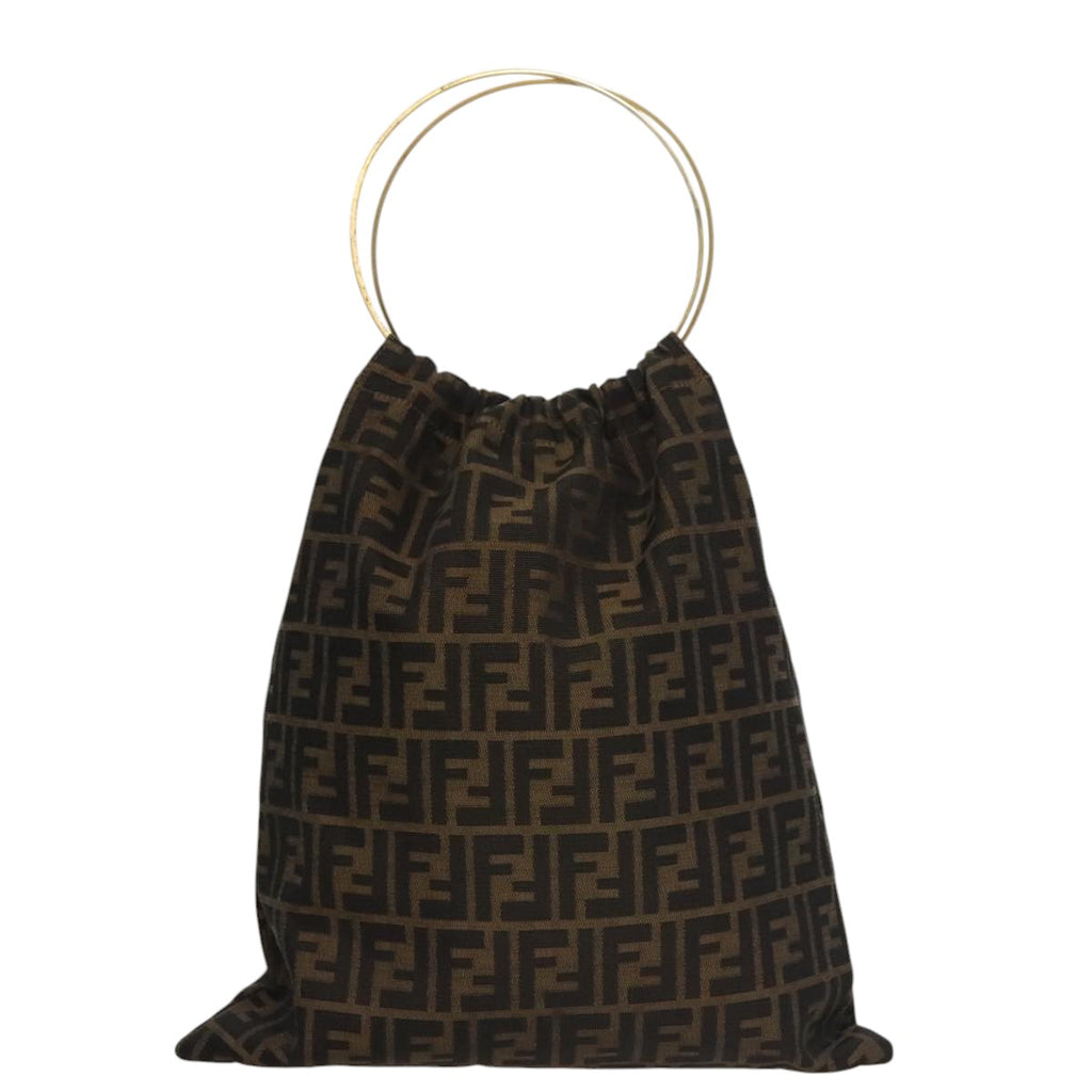 FENDI Zucca Canvas Hand Bag Brown 107608