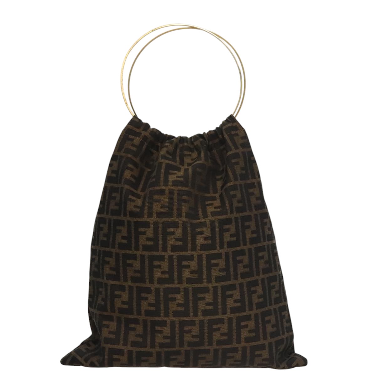 FENDI Zucca Canvas Hand Bag Brown 107608
