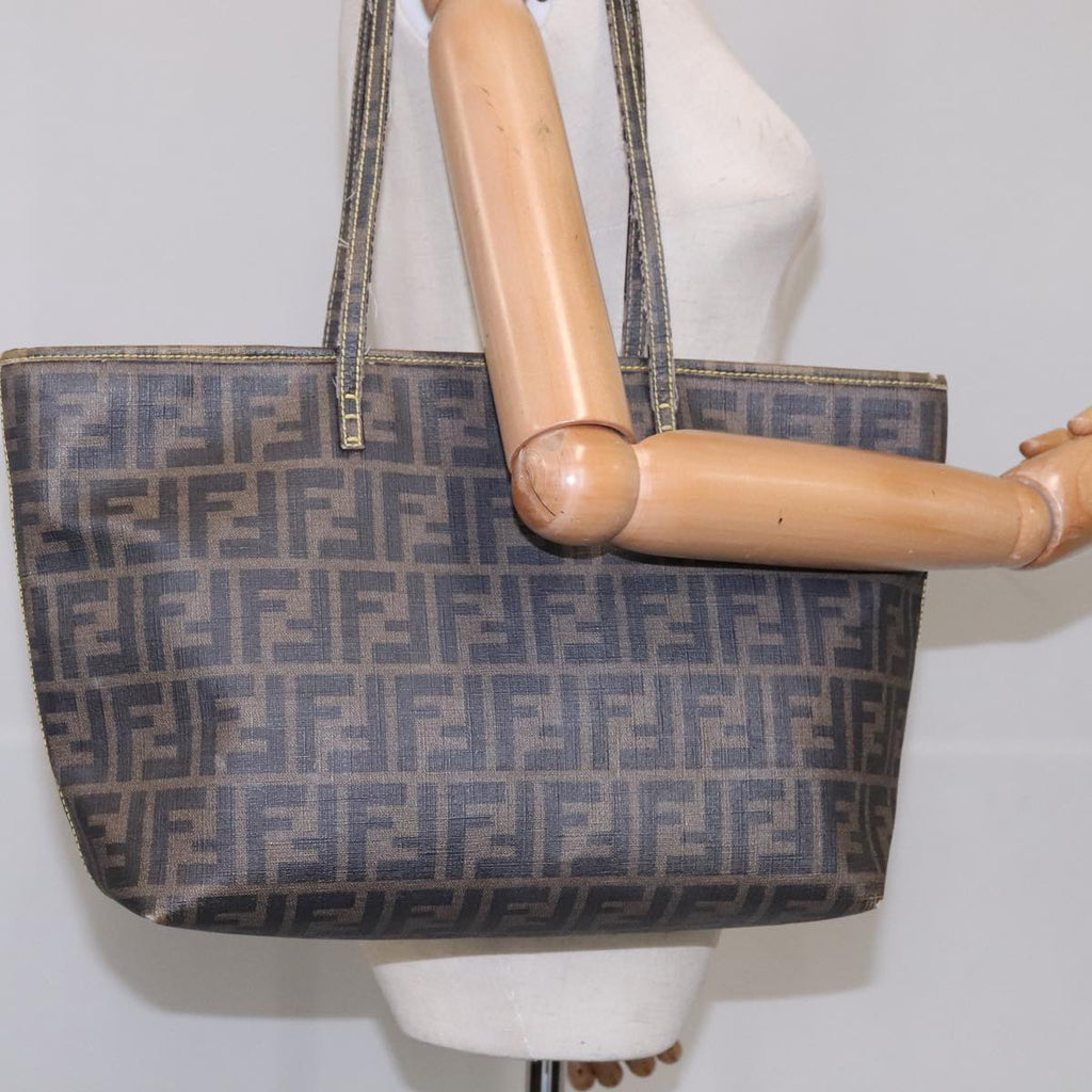 FENDI Zucca Canvas Tote Bag PVC Leather Brown 107609