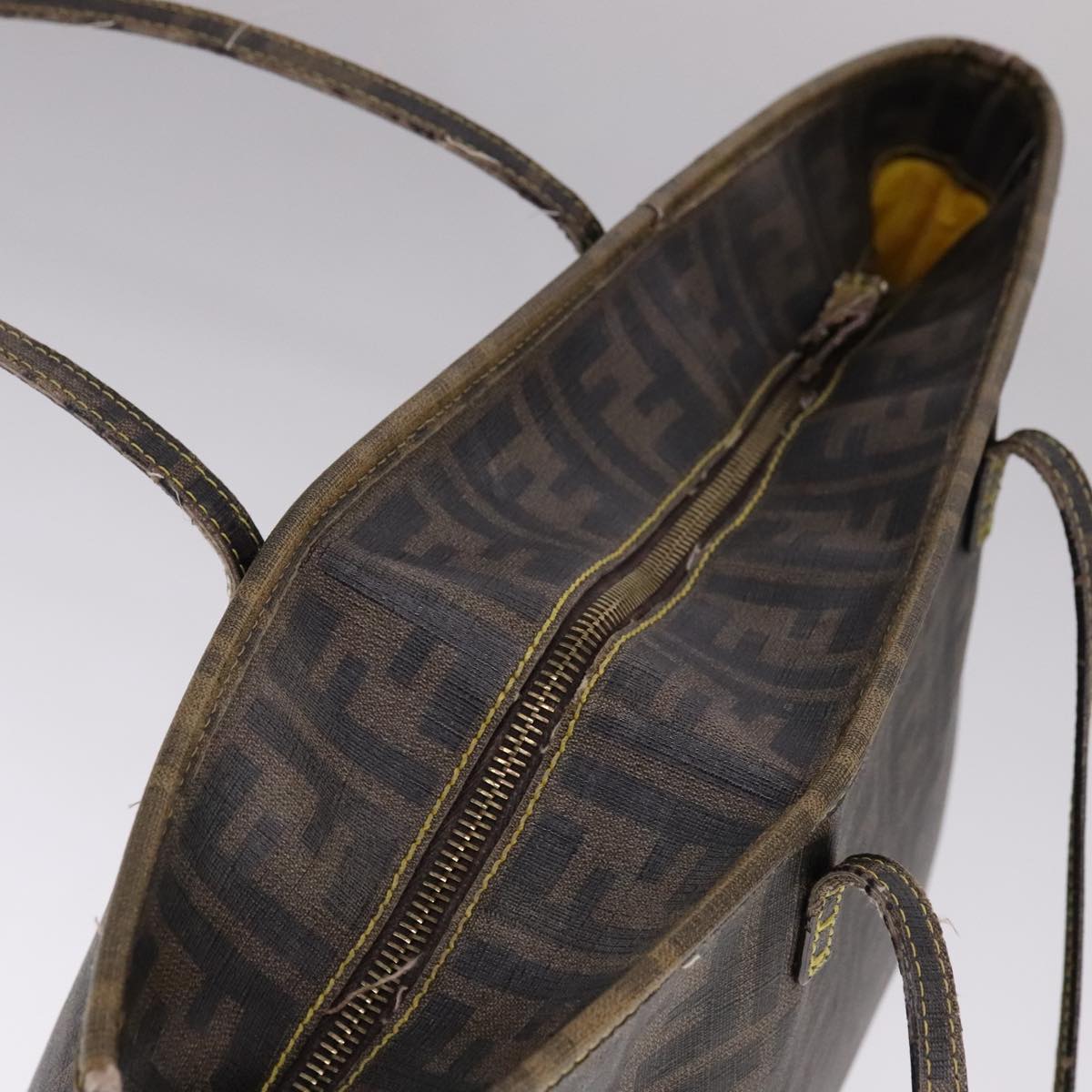 FENDI Zucca Canvas Tote Bag PVC Leather Brown 107609
