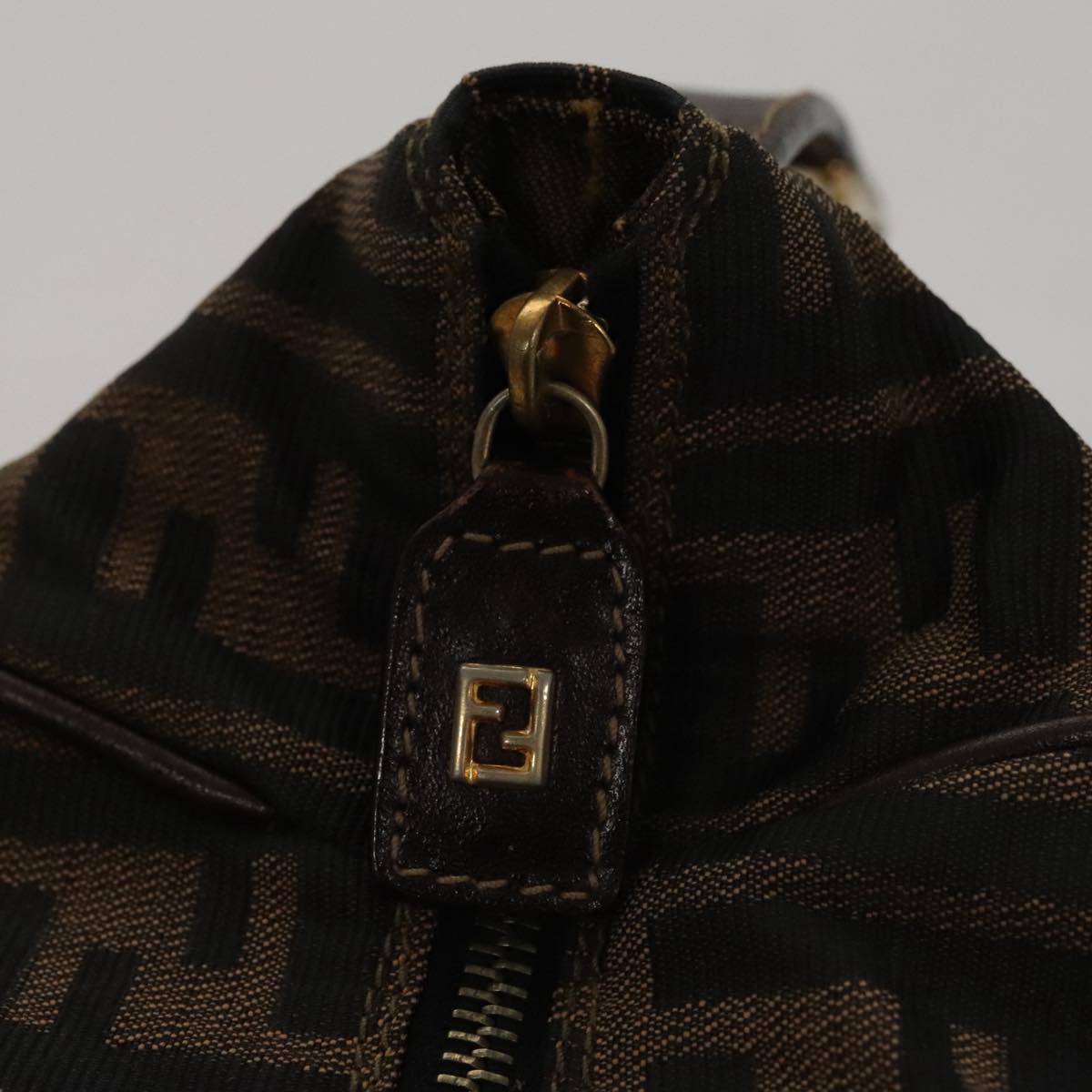FENDI Zucca Canvas Hand Bag Brown 107610