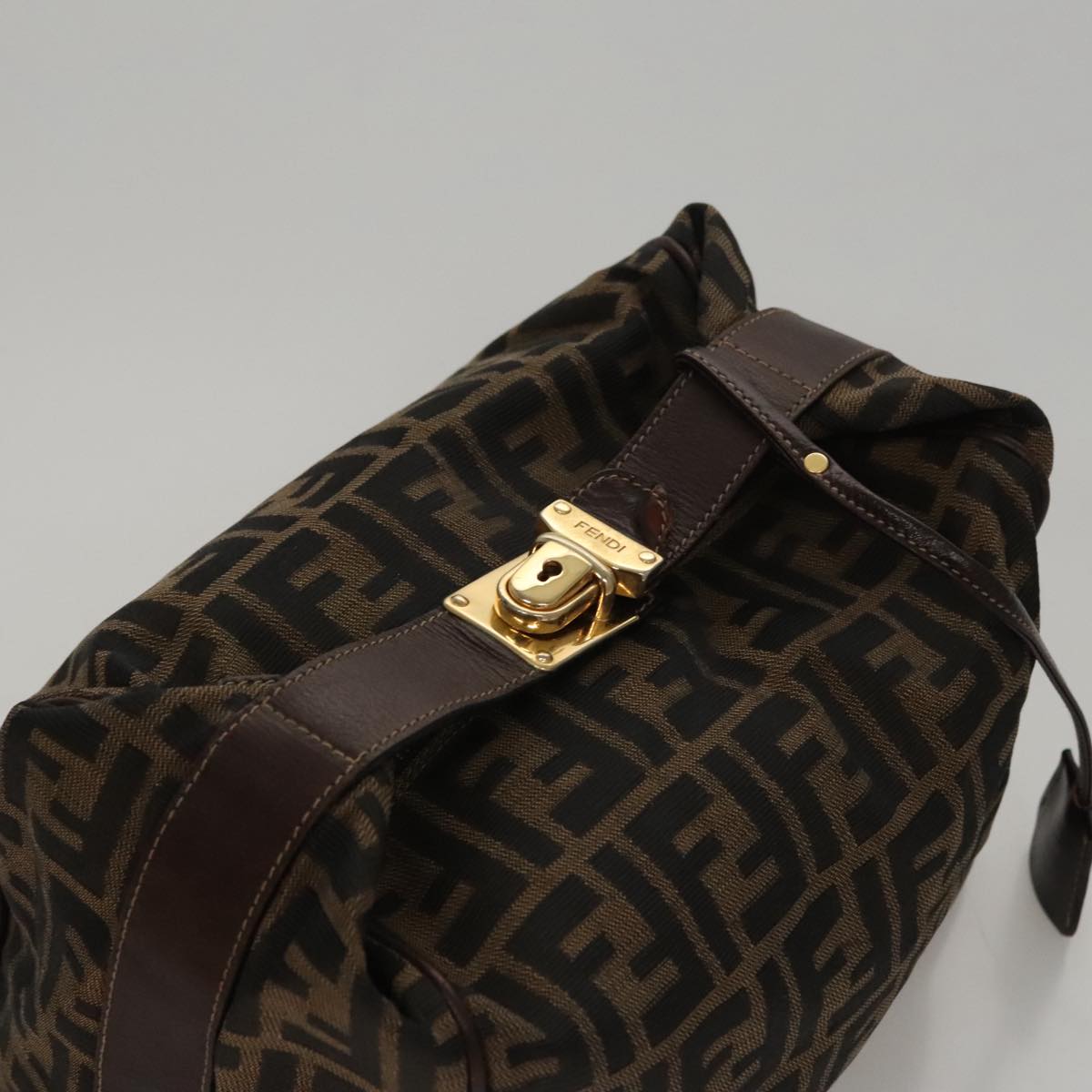 FENDI Zucca Canvas Hand Bag Brown 107610