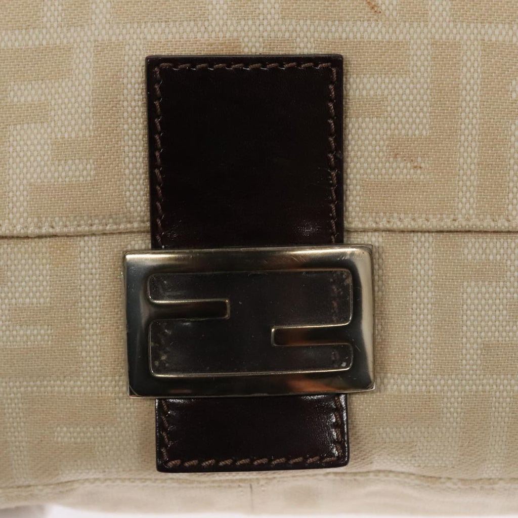 FENDI Zucca Canvas Mamma Baguette Shoulder Bag Beige 107611
