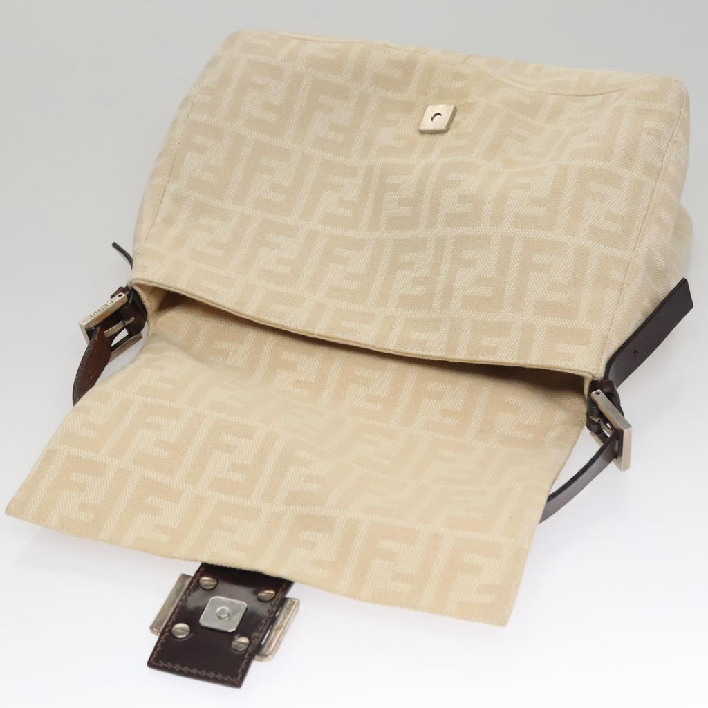 FENDI Zucca Canvas Mamma Baguette Shoulder Bag Beige 107611