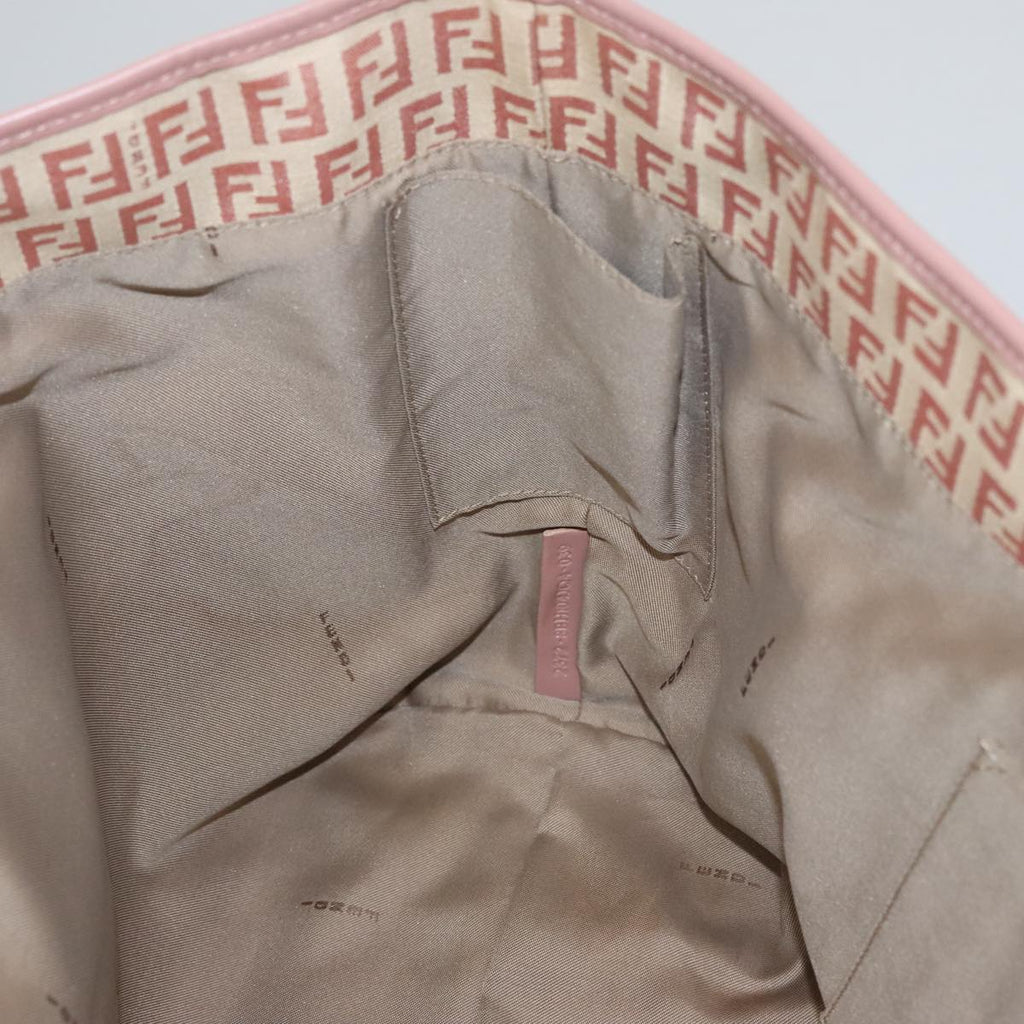 FENDI Zucchino Canvas Tote Bag Pink Beige 107612