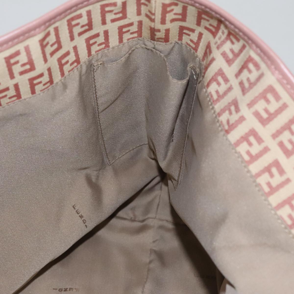 FENDI Zucchino Canvas Tote Bag Pink Beige 107612