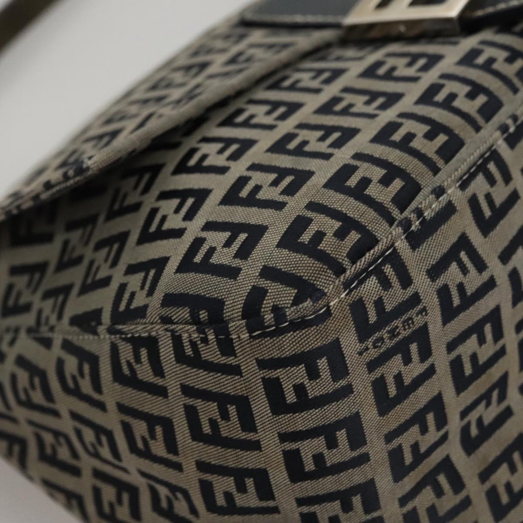 FENDI Zucchino Canvas Mamma Baguette Shoulder Bag Navy 107613