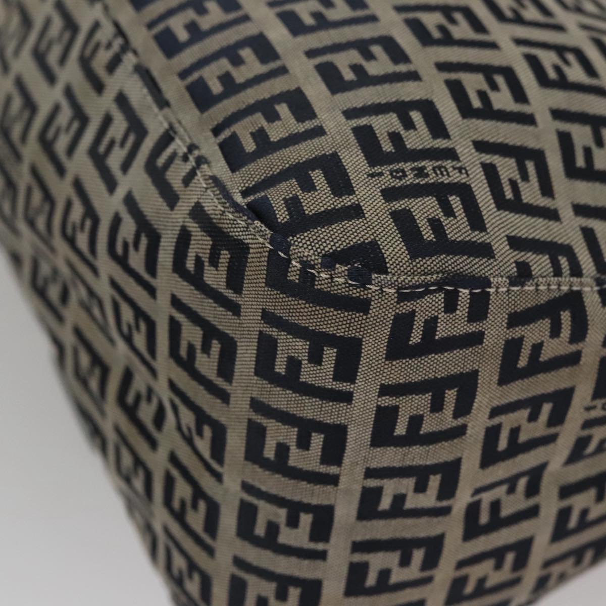 FENDI Zucchino Canvas Mamma Baguette Shoulder Bag Navy 107613