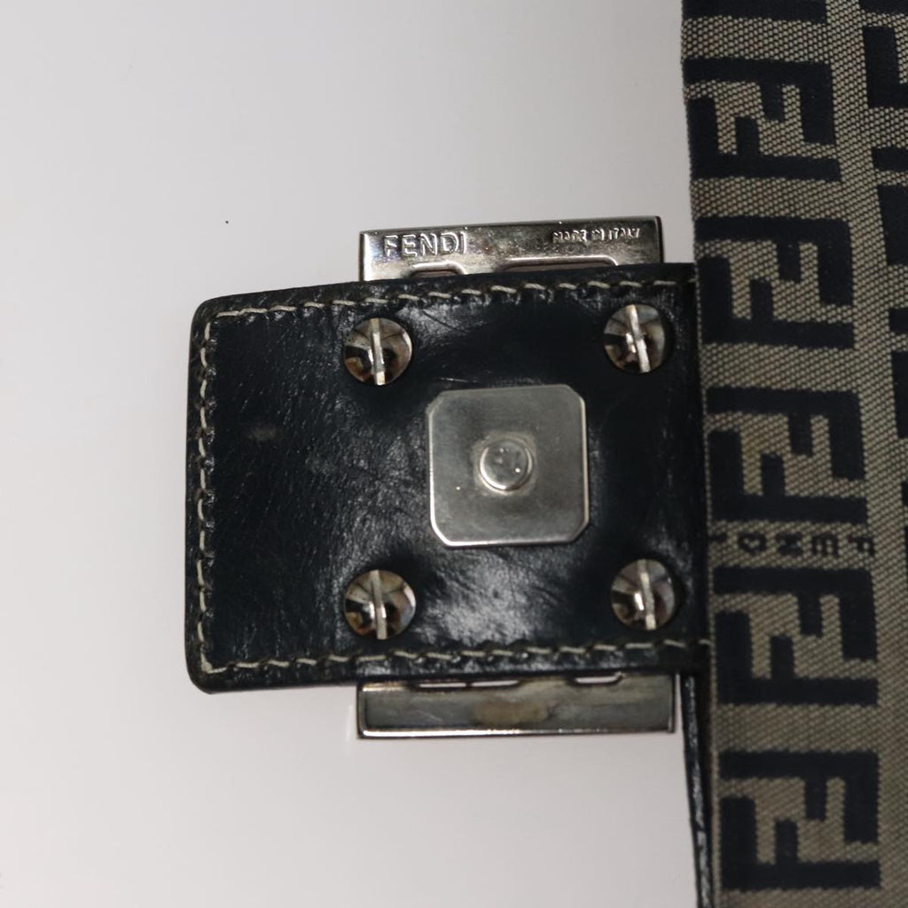FENDI Zucchino Canvas Mamma Baguette Shoulder Bag Navy 107613
