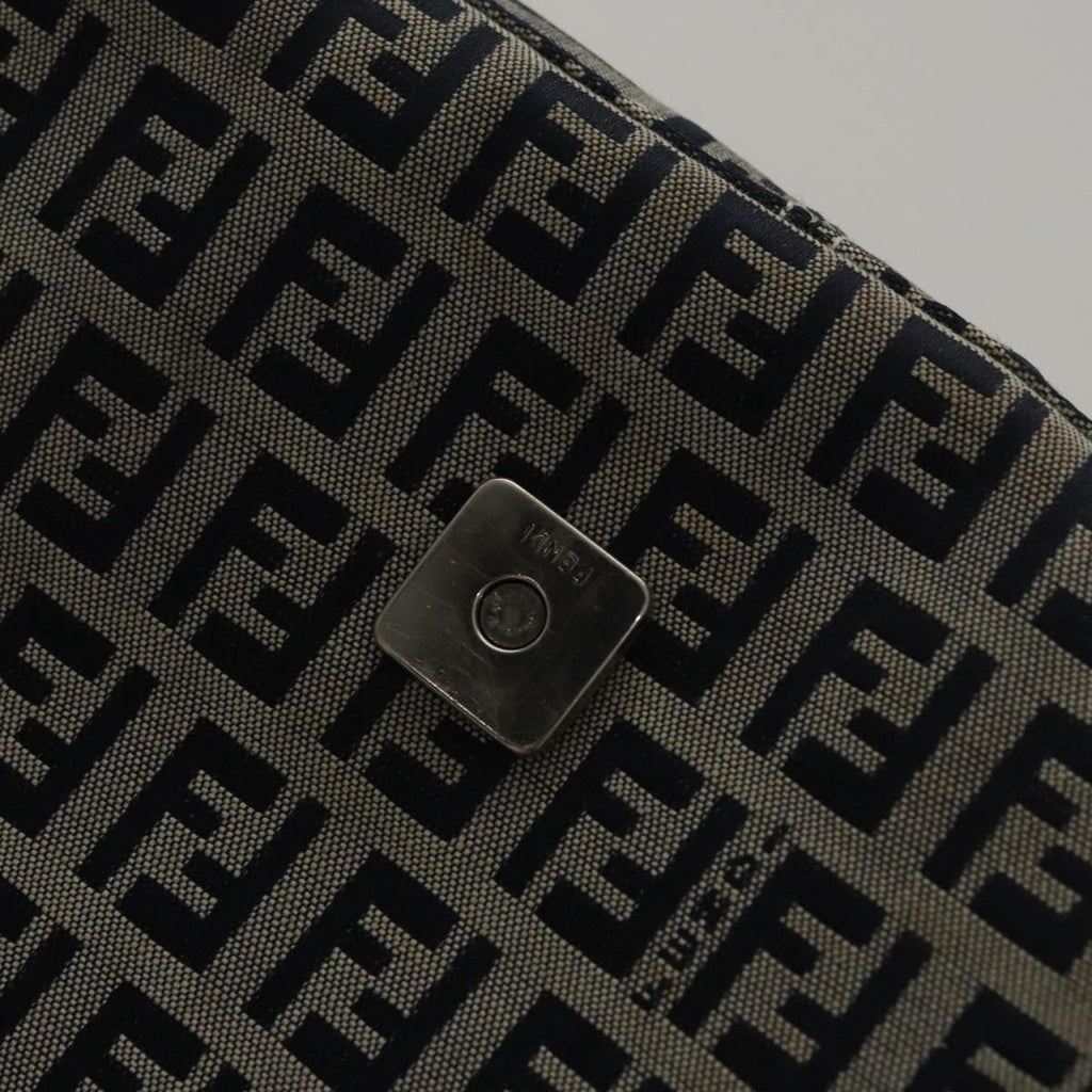 FENDI Zucchino Canvas Mamma Baguette Shoulder Bag Navy 107613