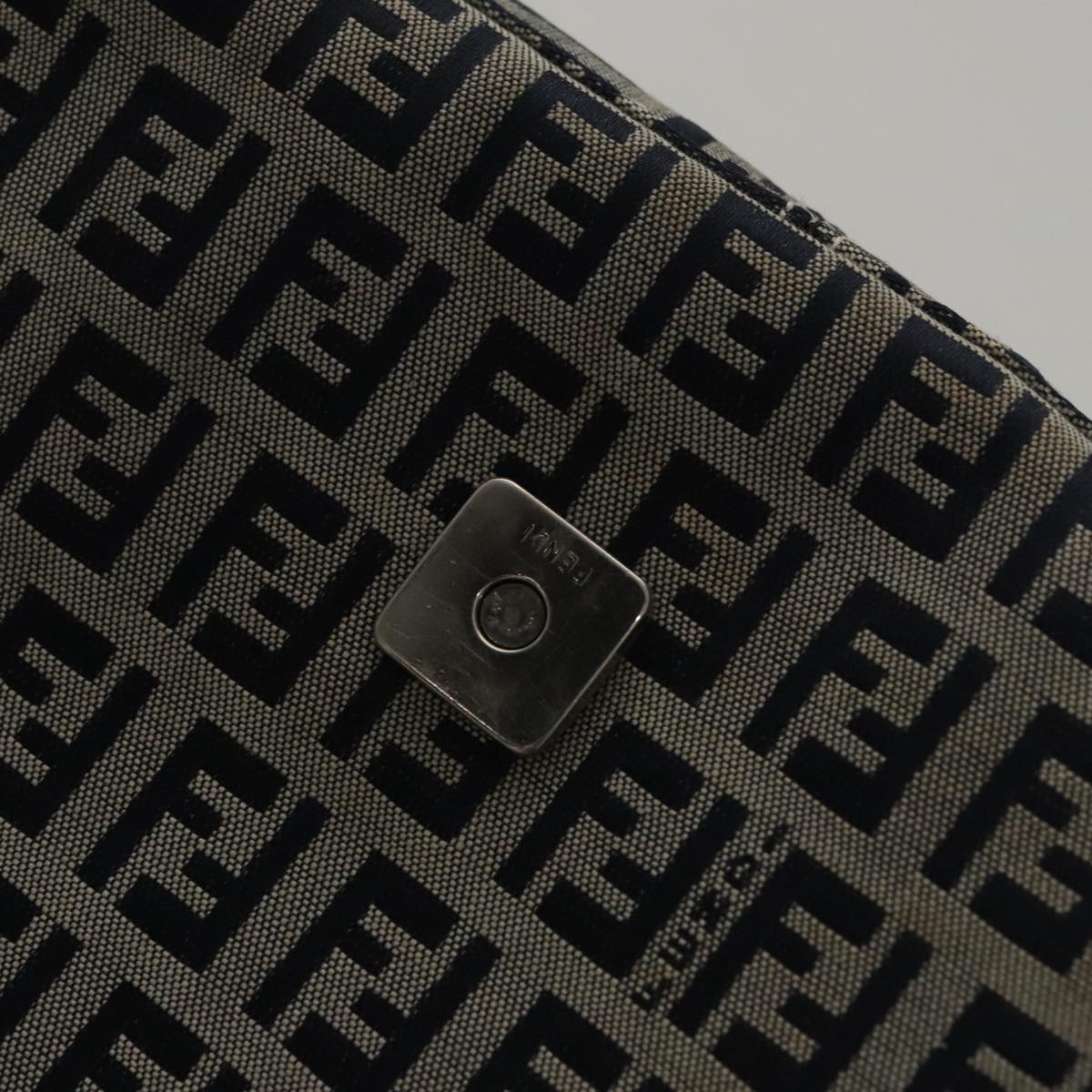 FENDI Zucchino Canvas Mamma Baguette Shoulder Bag Navy 107613