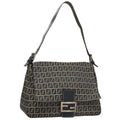 FENDI Zucchino Canvas Mamma Baguette Shoulder Bag Navy 107613