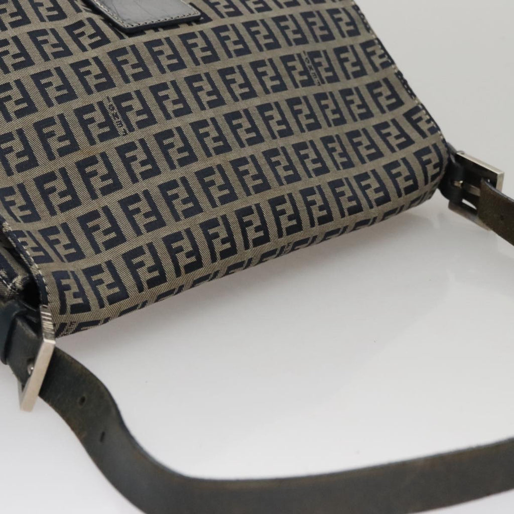 FENDI Zucchino Canvas Mamma Baguette Shoulder Bag Navy 107613