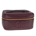 CHANEL Vanity Cosmetic Pouch Caviar Skin Wine Red CC 107627A