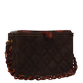 CHANEL Matelasse Hand Bag Suede Brown CC 107629