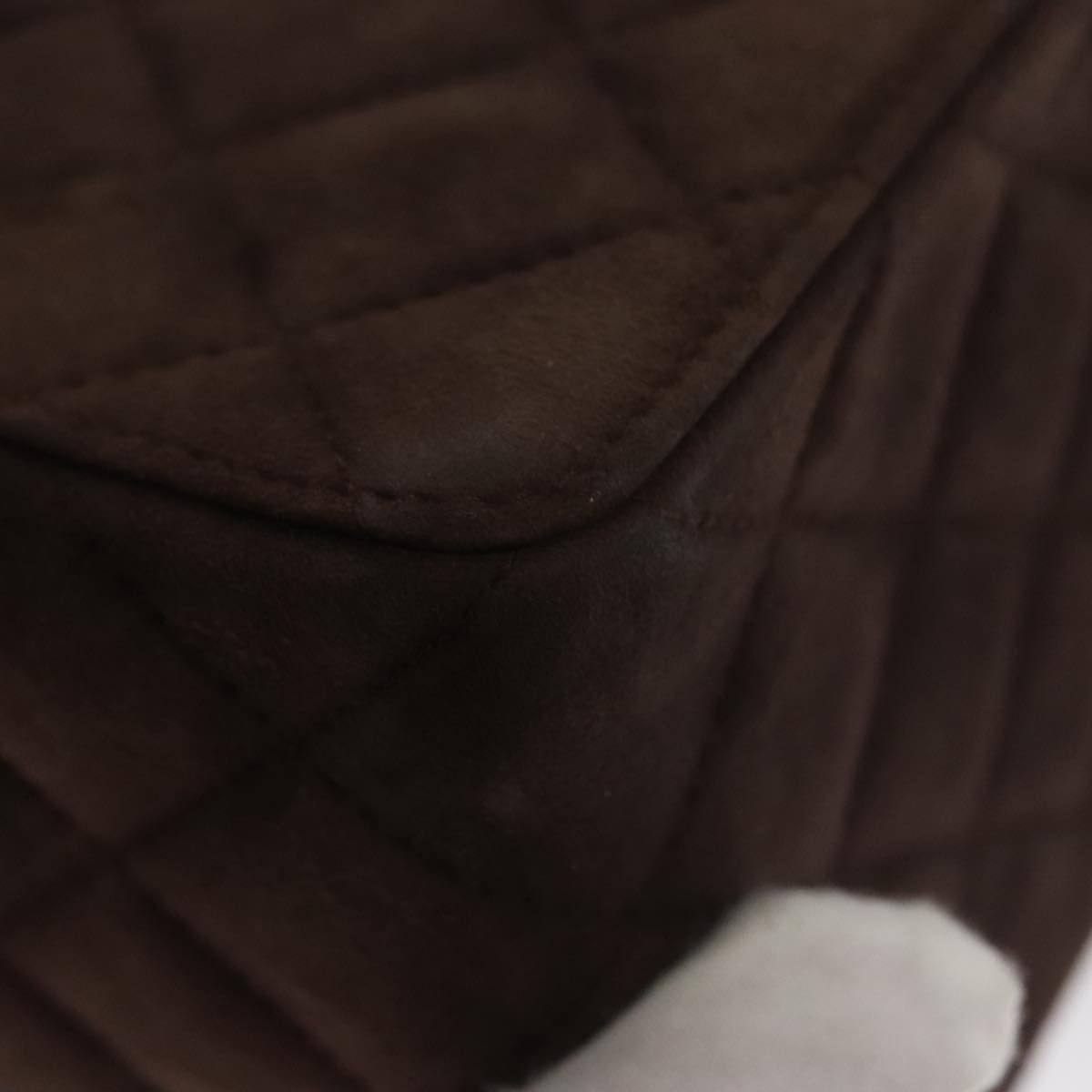 CHANEL Matelasse Hand Bag Suede Brown CC 107629