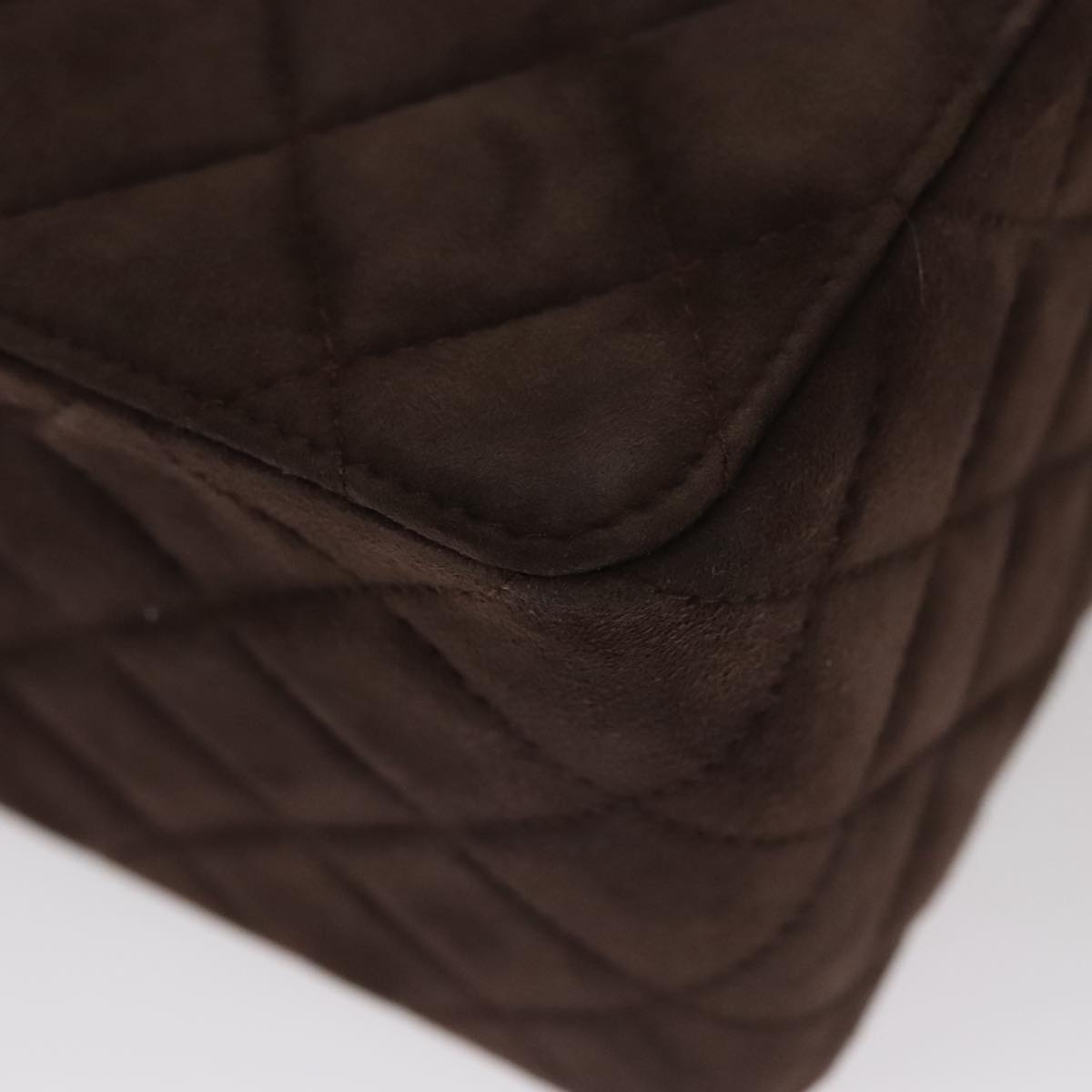 CHANEL Matelasse Hand Bag Suede Brown CC 107629