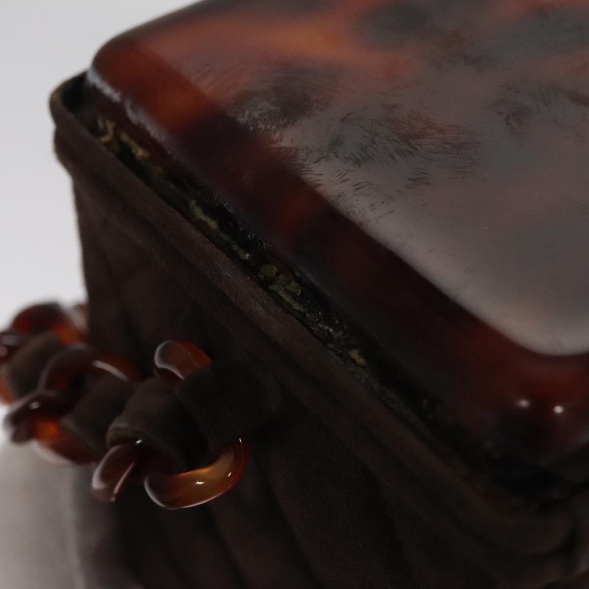 CHANEL Matelasse Hand Bag Suede Brown CC 107629