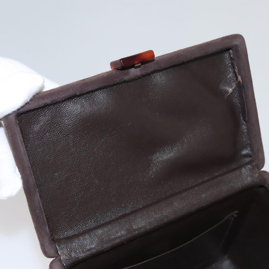 CHANEL Matelasse Hand Bag Suede Brown CC 107629
