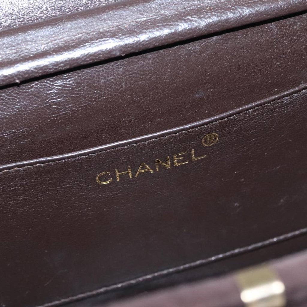CHANEL Matelasse Hand Bag Suede Brown CC 107629