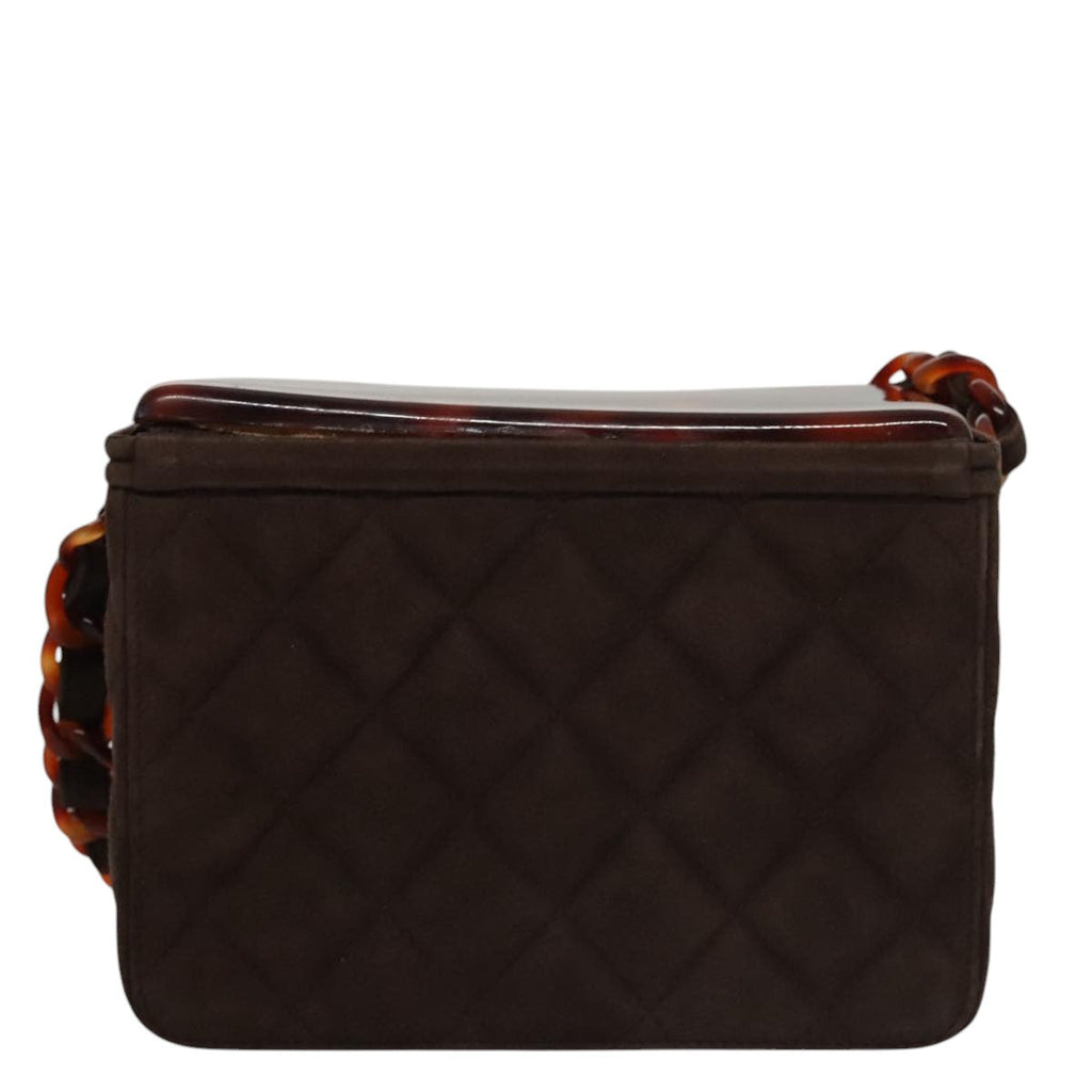 CHANEL Matelasse Hand Bag Suede Brown CC 107629