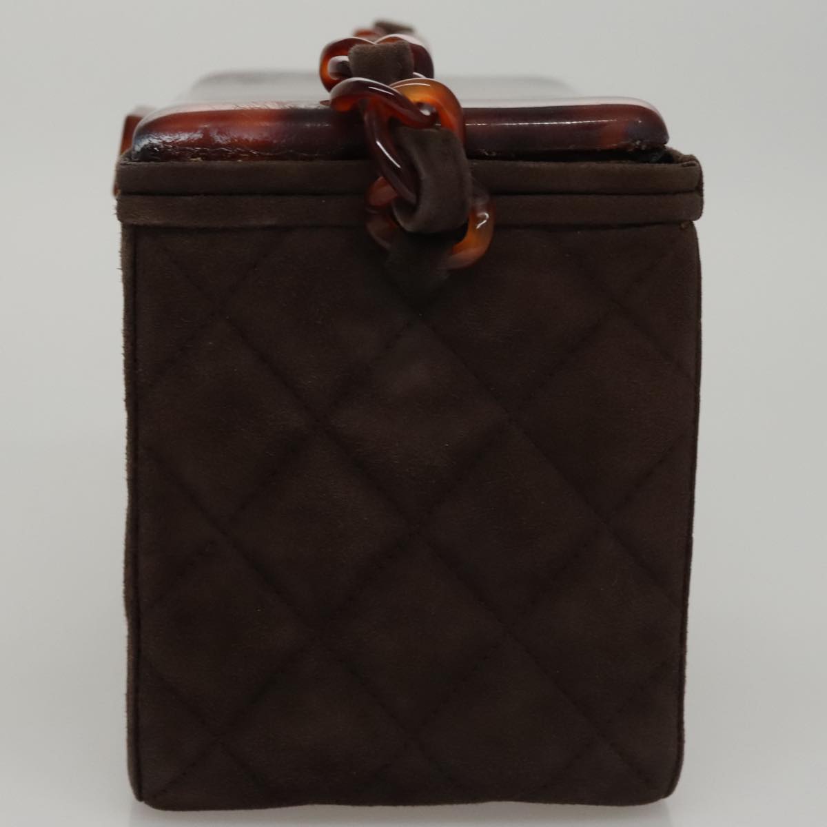 CHANEL Matelasse Hand Bag Suede Brown CC 107629