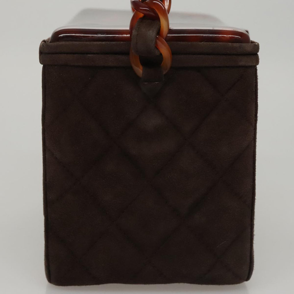 CHANEL Matelasse Hand Bag Suede Brown CC 107629