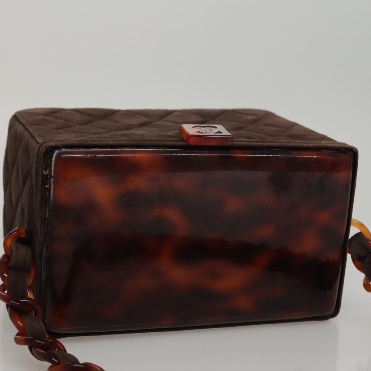 CHANEL Matelasse Hand Bag Suede Brown CC 107629