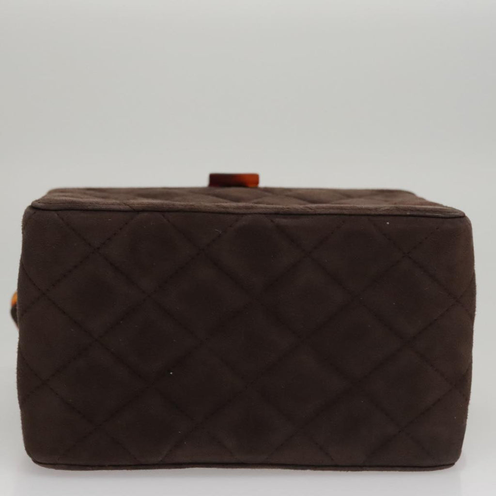 CHANEL Matelasse Hand Bag Suede Brown CC 107629