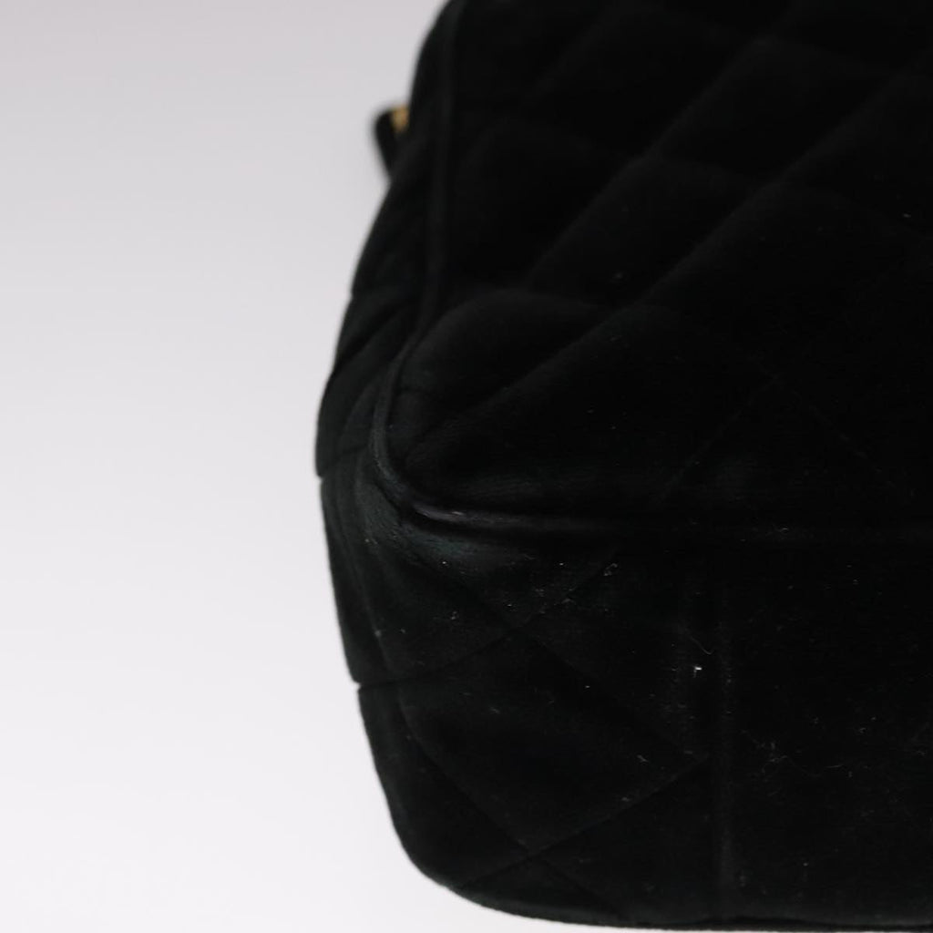 CHANEL Matelasse Hand Bag Suede Black CC 107630
