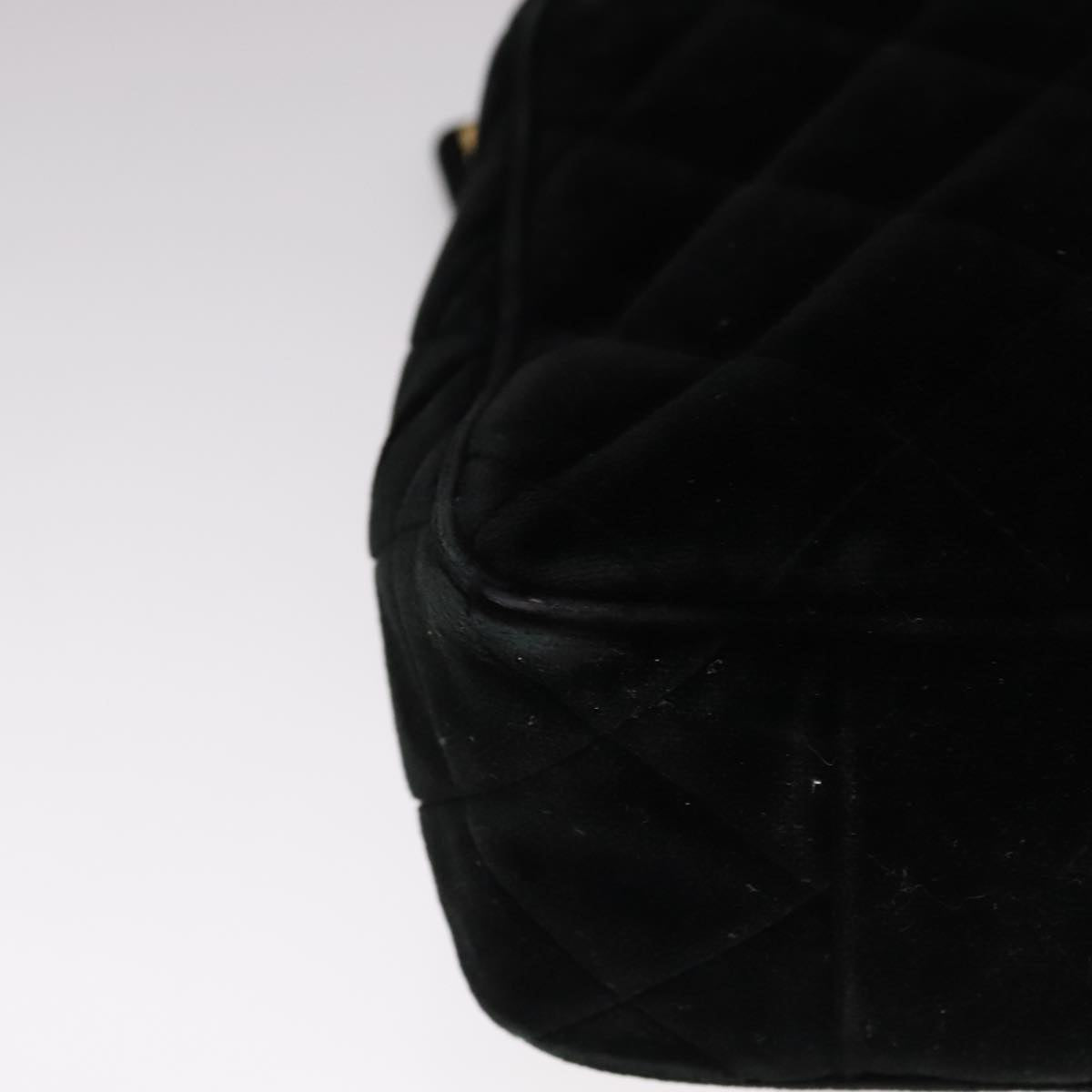 CHANEL Matelasse Hand Bag Suede Black CC 107630