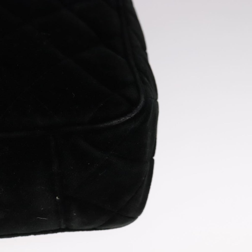 CHANEL Matelasse Hand Bag Suede Black CC 107630