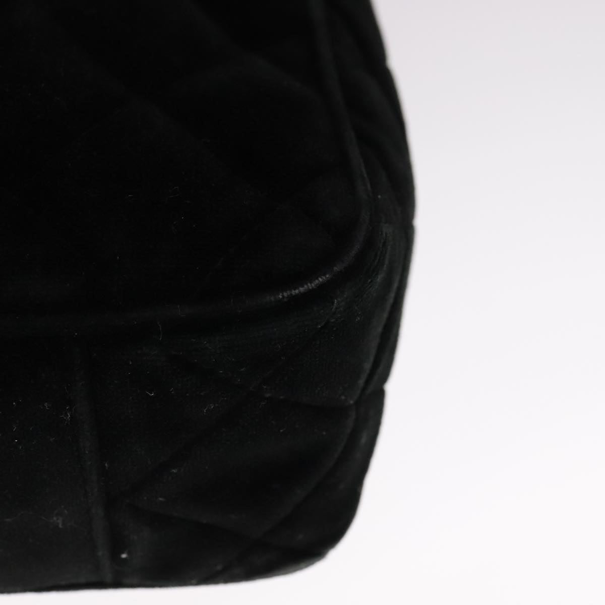 CHANEL Matelasse Hand Bag Suede Black CC 107630