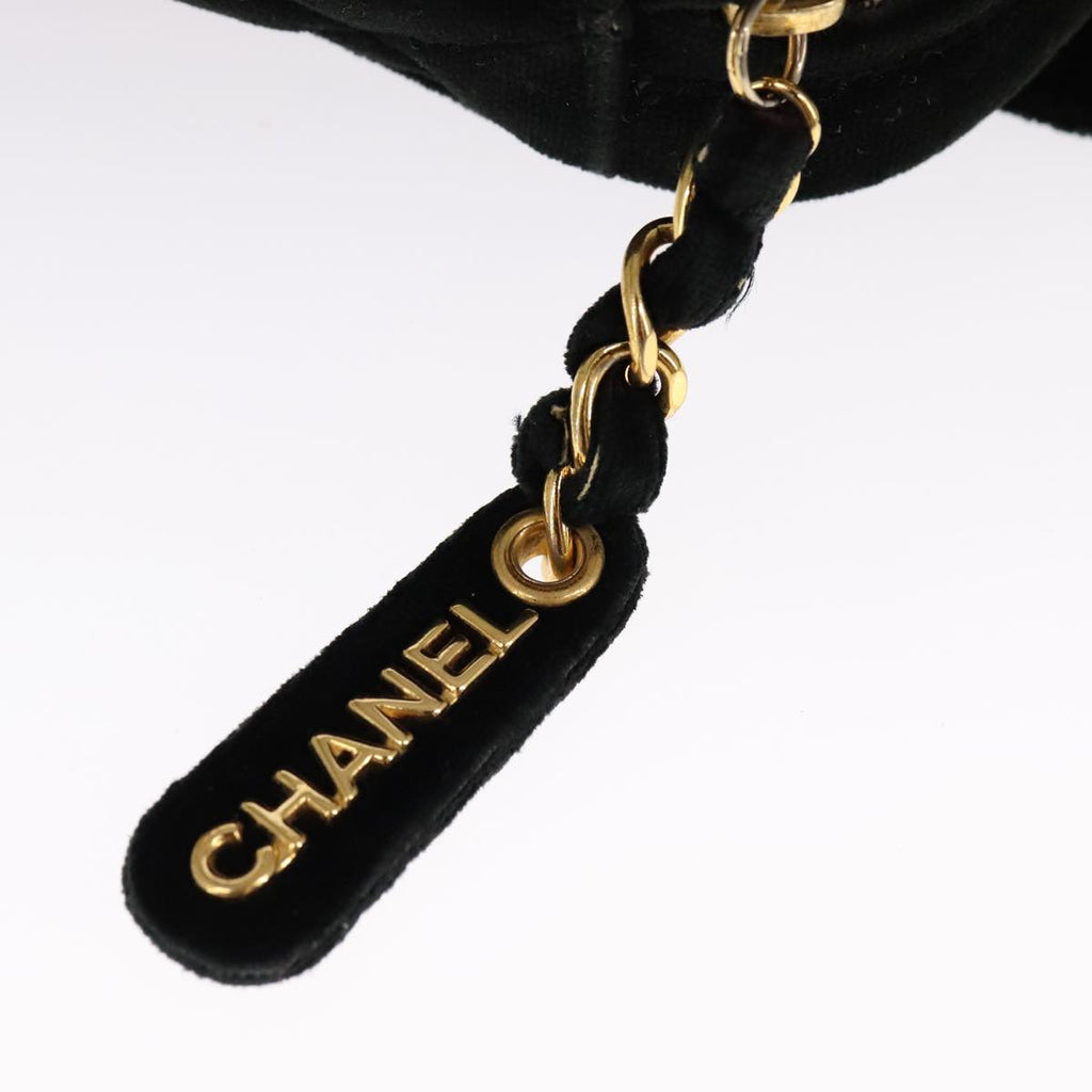 CHANEL Matelasse Hand Bag Suede Black CC 107630