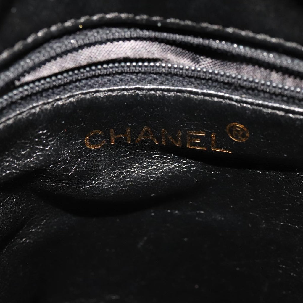 CHANEL Matelasse Hand Bag Suede Black CC 107630