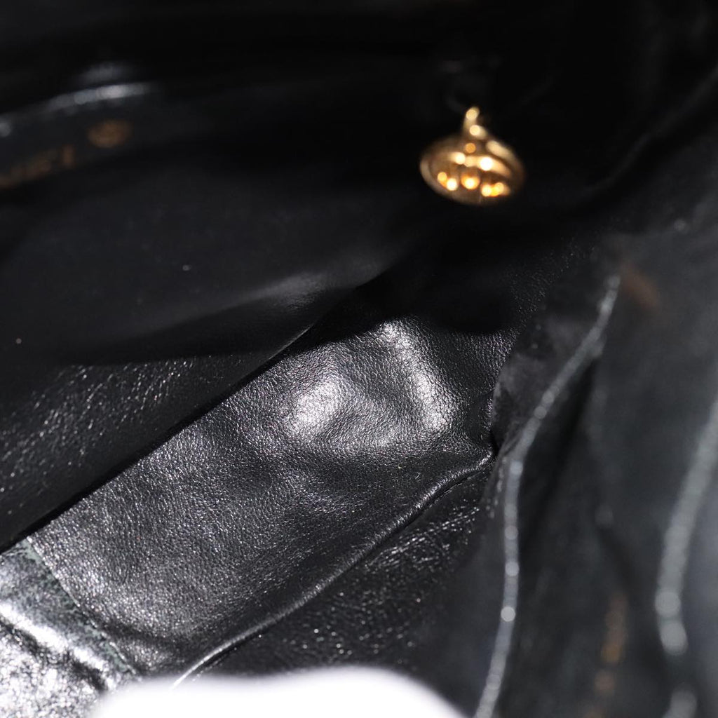 CHANEL Matelasse Hand Bag Suede Black CC 107630