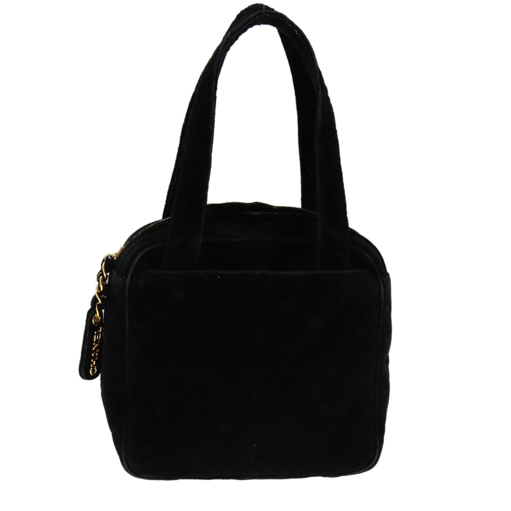CHANEL Matelasse Hand Bag Suede Black CC 107630