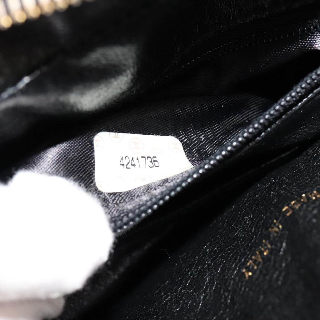 CHANEL Matelasse Hand Bag Suede Black CC 107630