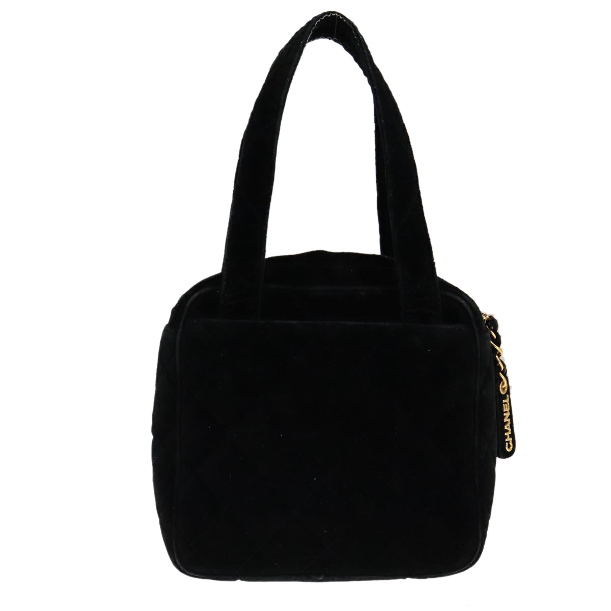 CHANEL Matelasse Hand Bag Suede Black CC 107630