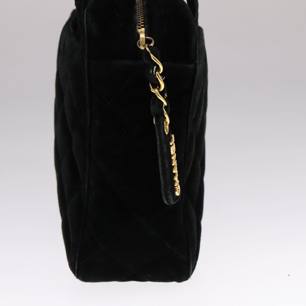 CHANEL Matelasse Hand Bag Suede Black CC 107630