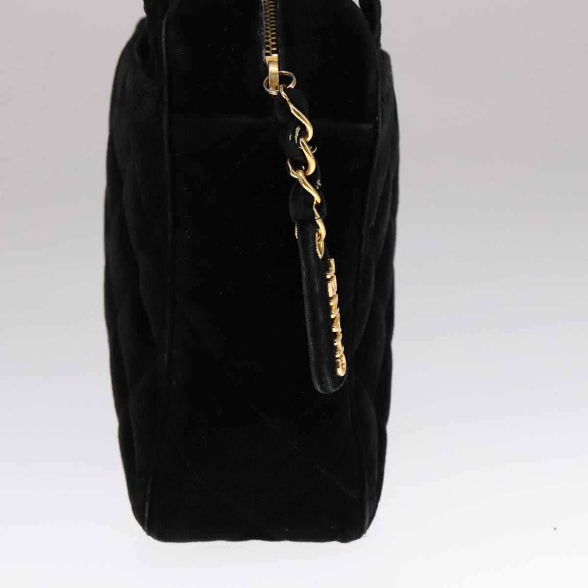 CHANEL Matelasse Hand Bag Suede Black CC 107630