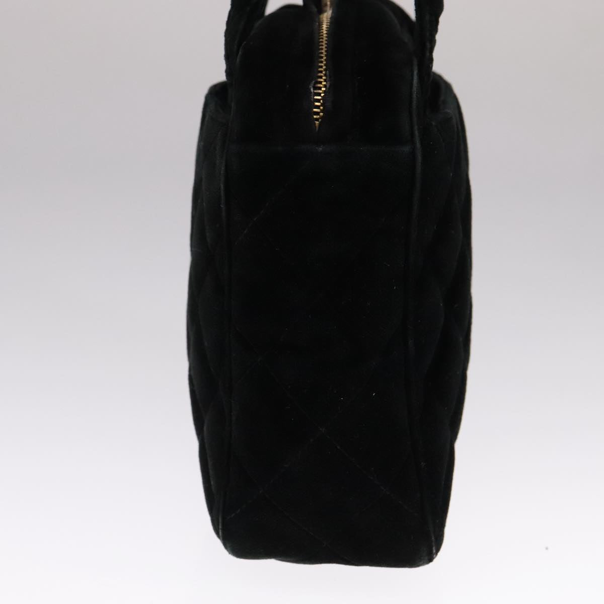 CHANEL Matelasse Hand Bag Suede Black CC 107630