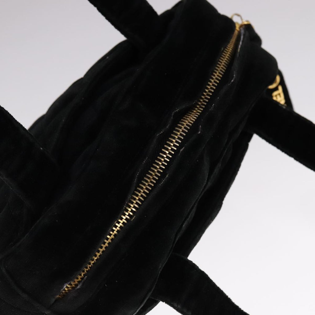 CHANEL Matelasse Hand Bag Suede Black CC 107630