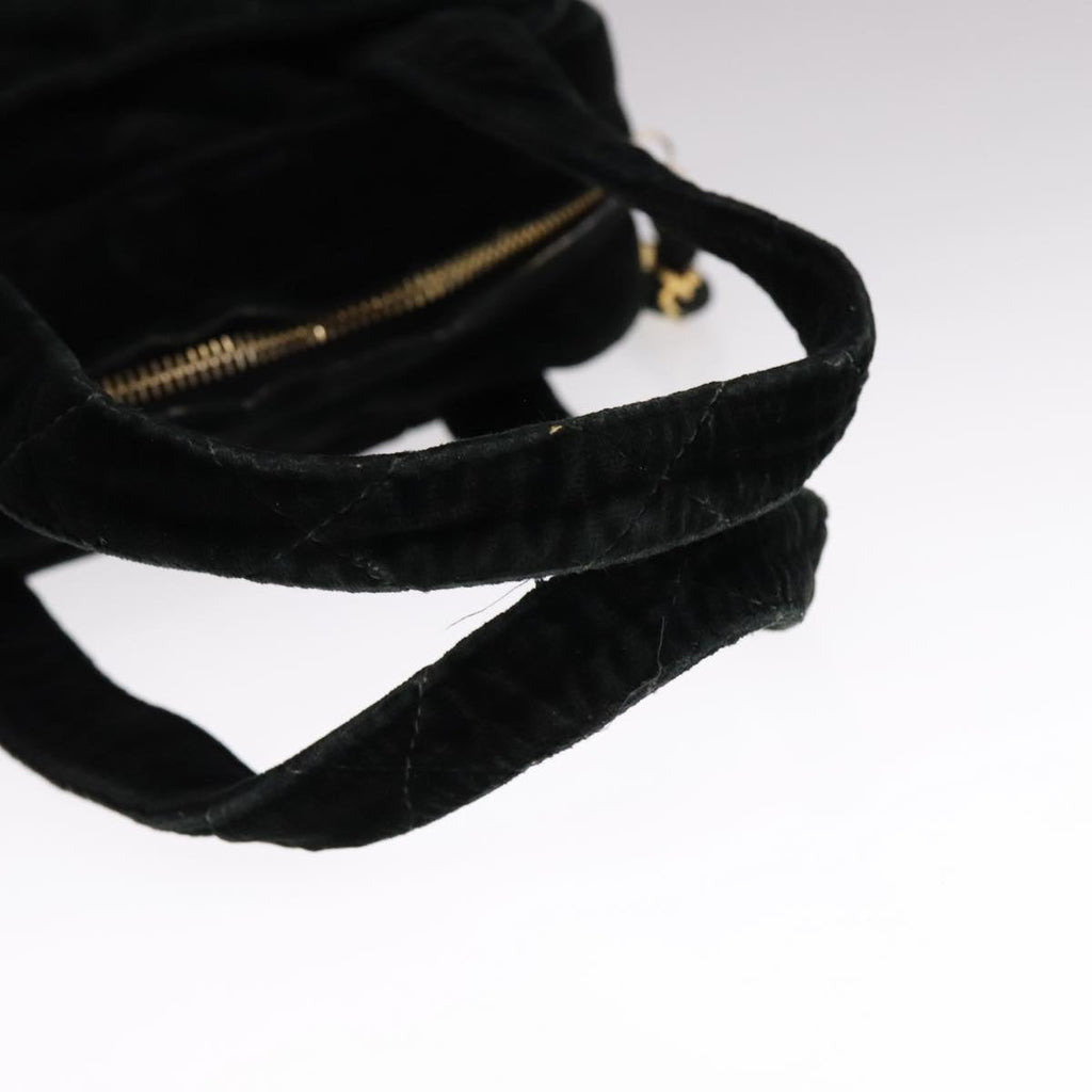 CHANEL Matelasse Hand Bag Suede Black CC 107630