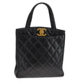 CHANEL Matelasse Tote Bag Caviar Skin Black CC 107636